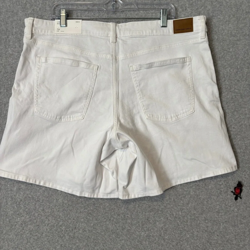 American Eagle Women's 16 Low‎ Rise Baggy Short White Stretch Jeans Denim NWT